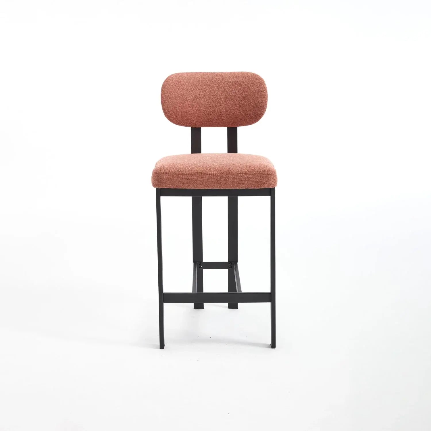Set of Two 26" Orange and Black Fabric and Metal Counter Height Bar Chairs - Homeroots - Flyclothing LLC
