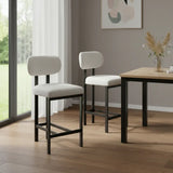 Set of Two 26" White and Black Fabric and Metal Counter Height Bar Chairs - Homeroots - Flyclothing LLC