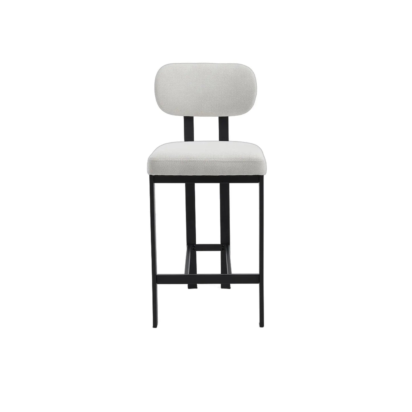 Set of Two 26" White and Black Fabric and Metal Counter Height Bar Chairs - Homeroots - Flyclothing LLC