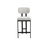 Set of Two 26" White and Black Fabric and Metal Counter Height Bar Chairs - Homeroots - Flyclothing LLC