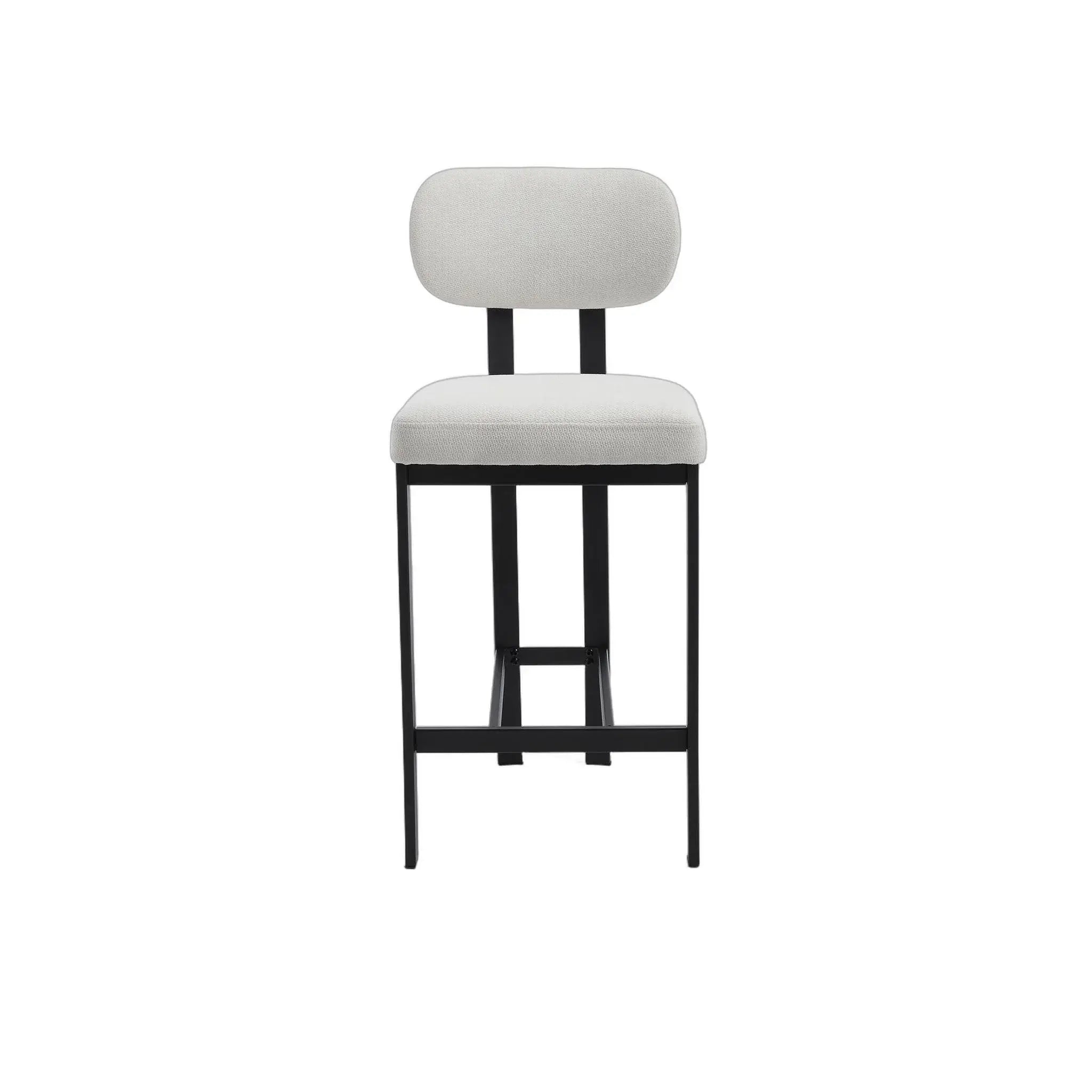 Set of Two 26" White and Black Fabric and Metal Counter Height Bar Chairs - Homeroots - Flyclothing LLC