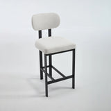 Set of Two 26" White and Black Fabric and Metal Counter Height Bar Chairs - Homeroots - Flyclothing LLC