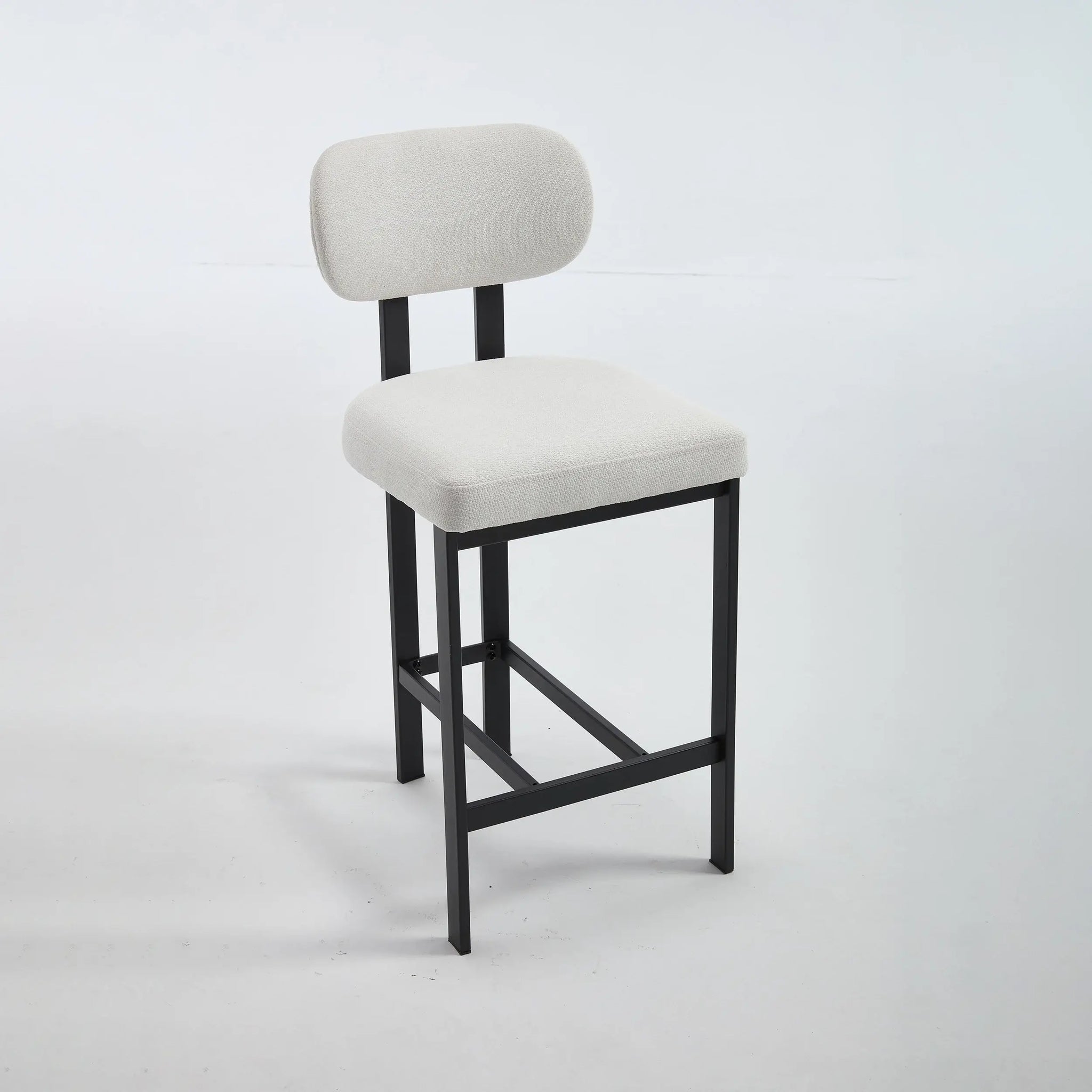 Set of Two 26" White and Black Fabric and Metal Counter Height Bar Chairs - Homeroots - Flyclothing LLC
