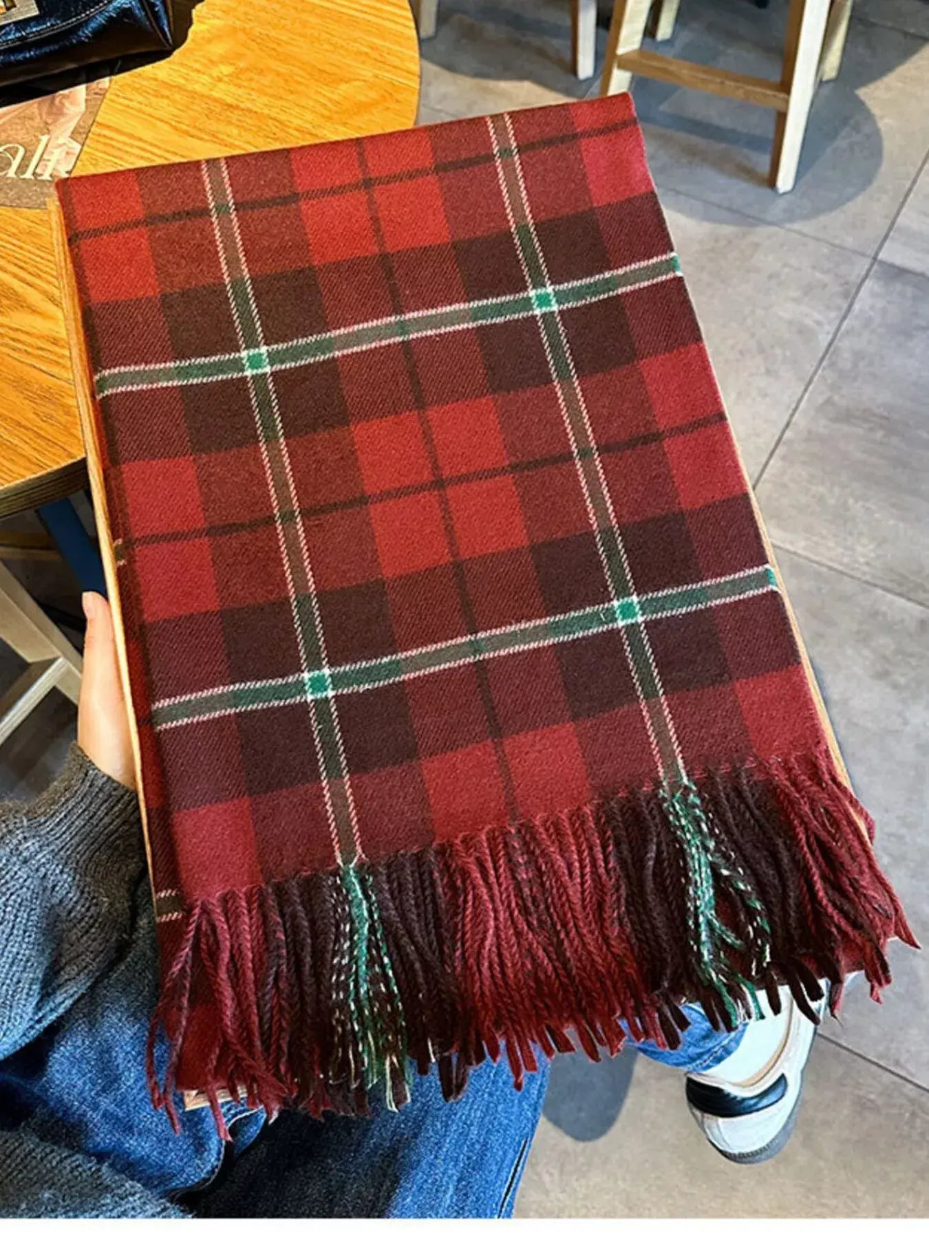 Classic Plaid Fringe Scarf - Trendsi - Flyclothing LLC