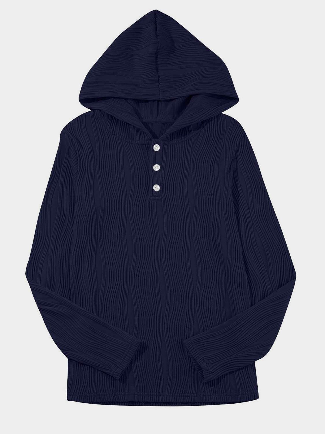 Textured Long Sleeve Hoodie - Trendsi - Flyclothing LLC