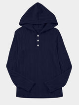 Textured Long Sleeve Hoodie - Trendsi - Flyclothing LLC