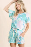BiBi Tie Dye Print Casual Shorts with Twill - Trendsi - Flyclothing LLC