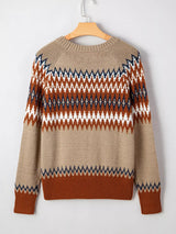 Color Block Crew Neck Sweater - Trendsi - Flyclothing LLC