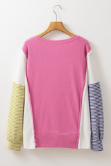 Exposed Seam Contrast Long Sleeve Sweatshirt - Trendsi - Flyclothing LLC