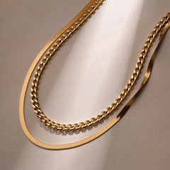 18K Gold-Plated Double Layered Necklace - Trendsi