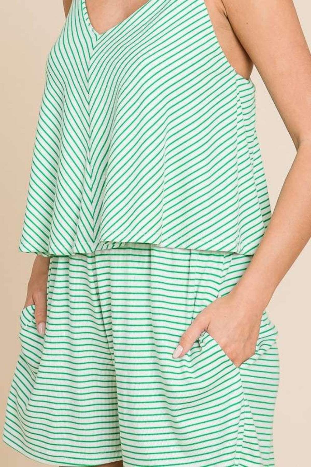 Culture Code Full Size Double Flare Striped Romper - Trendsi - Flyclothing LLC