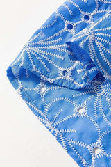 Eyelet Flower Embroidery Flounce Sleeve Blouse - Trendsi - Flyclothing LLC