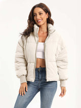 Zip Up Turtleneck Long Sleeve Winter Coat - Trendsi - Flyclothing LLC