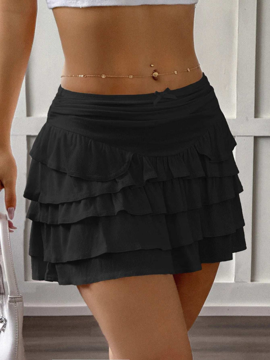 Ruffle Layered Mini Skirt - Trendsi - Flyclothing LLC