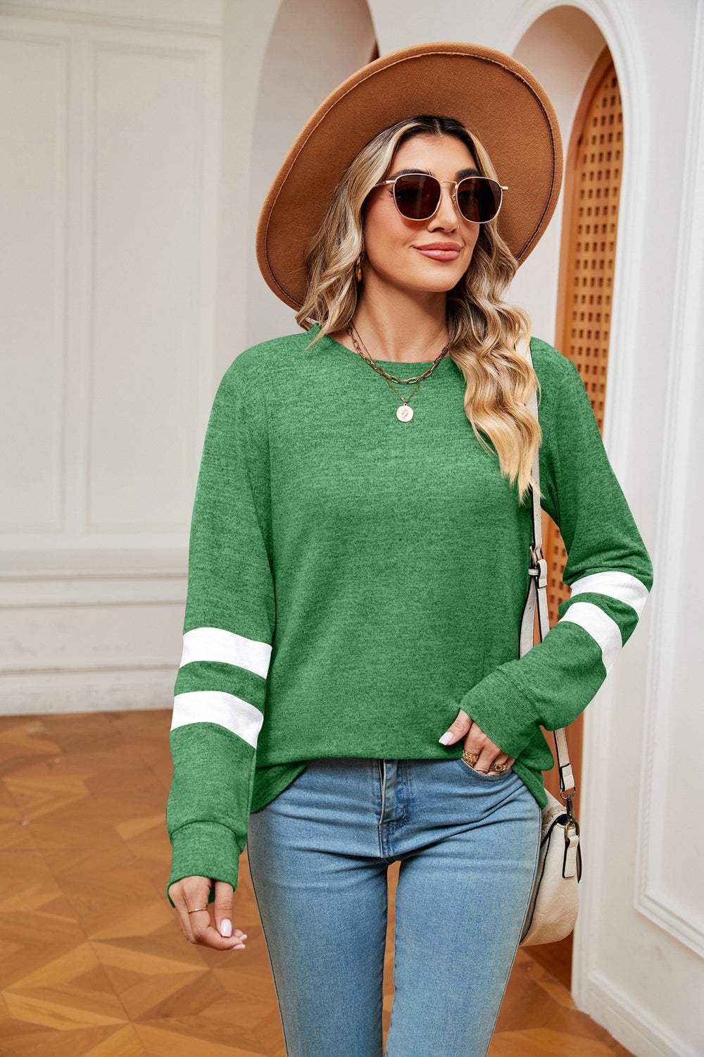 Round Neck Long Sleeve Top - Trendsi - Flyclothing LLC