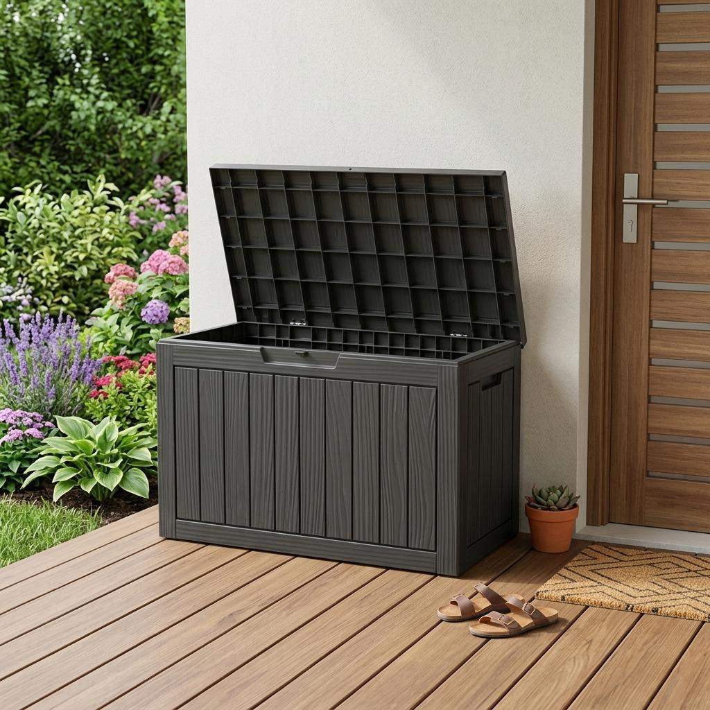 31" Black Polypropylene Water Resistant Deck Box - HomeRoots - Flyclothing LLC