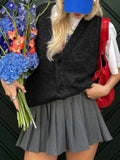 Button-Front Sweater Vest - Trendsi - Flyclothing LLC
