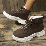 Plush Lining Lace Up Boots - Trendsi - Flyclothing LLC