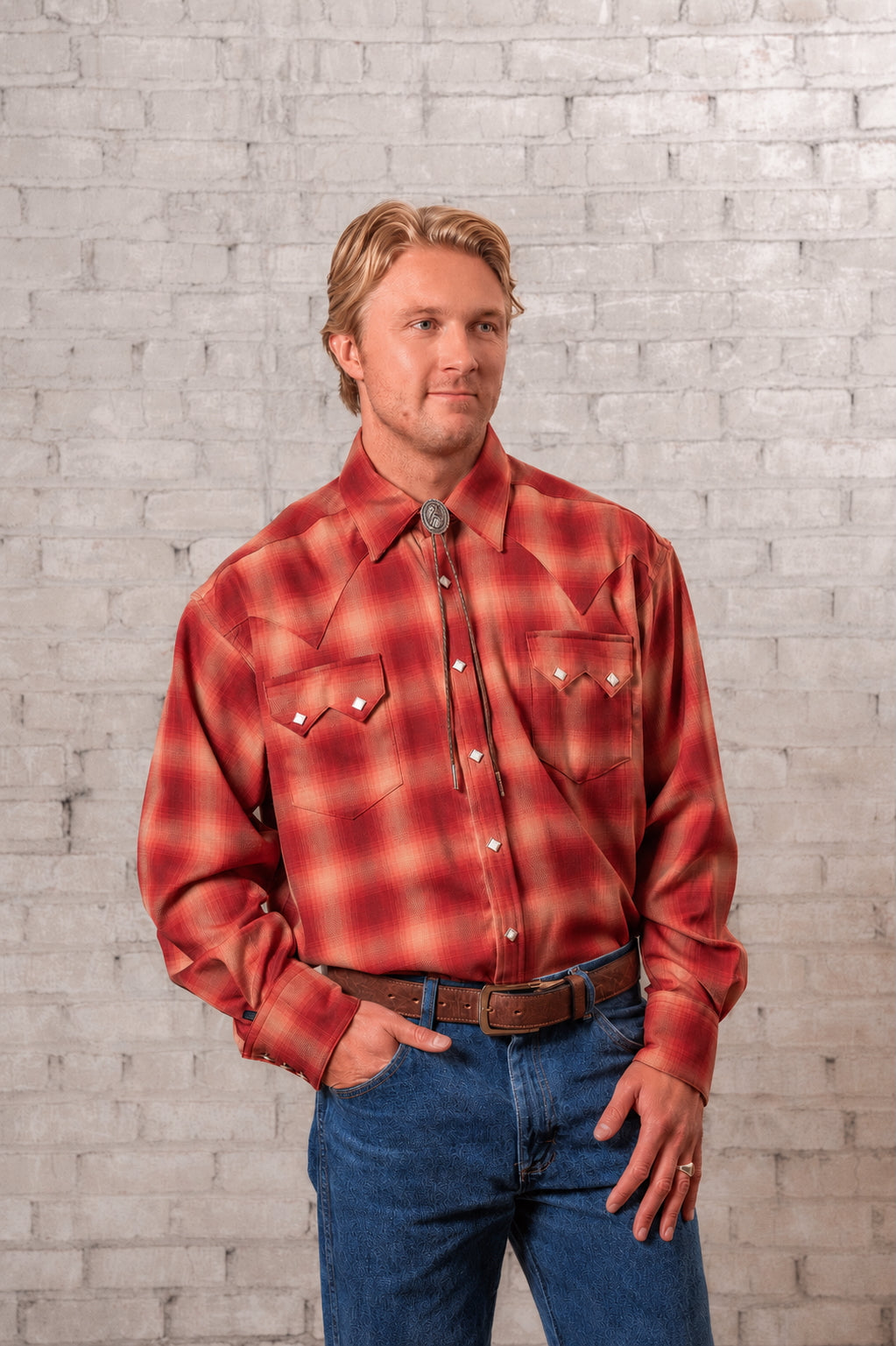 Rockmount Ranch Wear Men's Red Fine Shadow Plaid Western Shirt - Rockmount Clothing - Flyclothing LLC