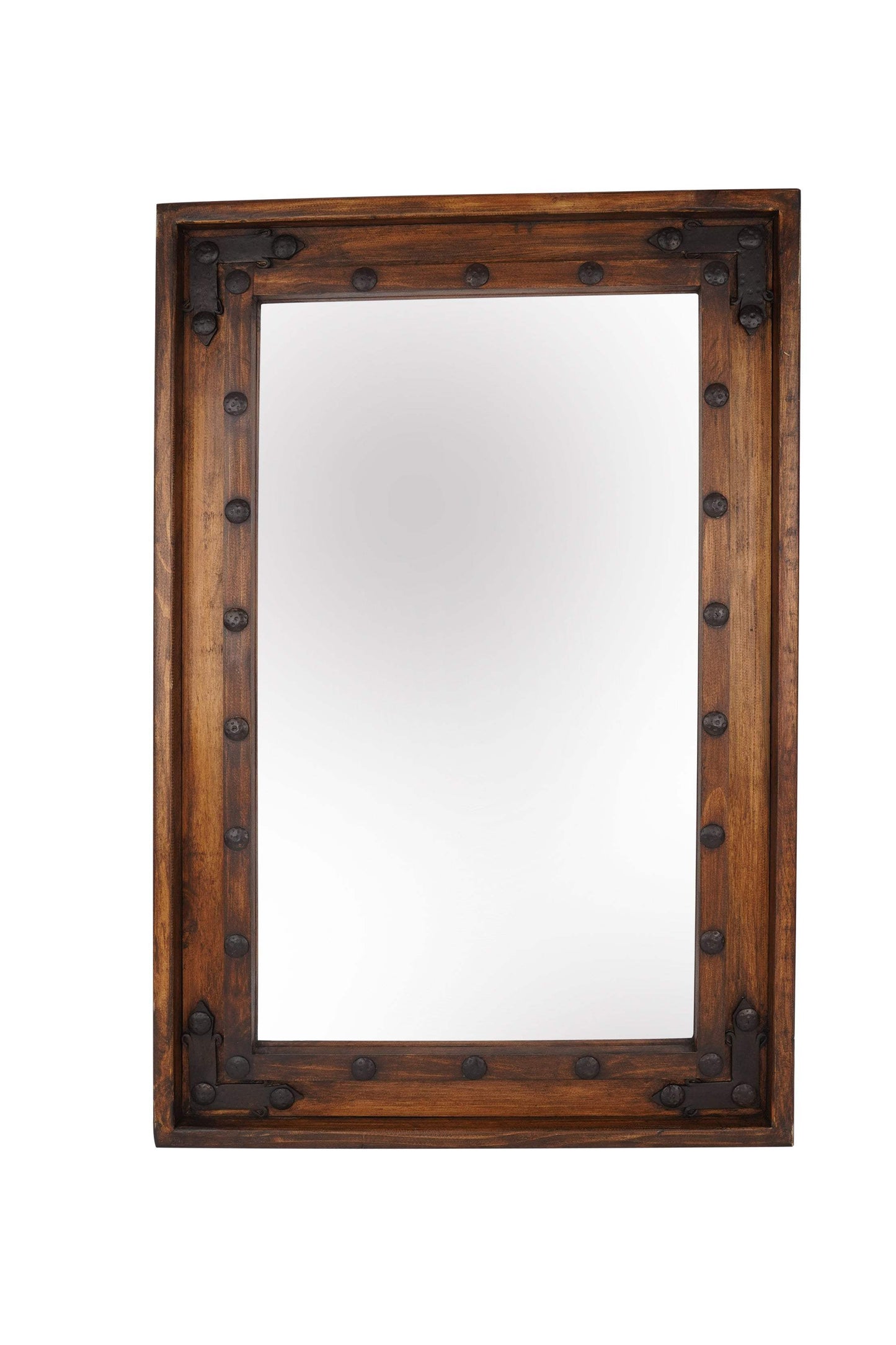 35" Brown Solid Wood Rustic Framed Accent Mirror - HomeRoots - Flyclothing LLC
