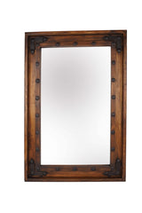 35" Brown Solid Wood Rustic Framed Accent Mirror - HomeRoots - Flyclothing LLC