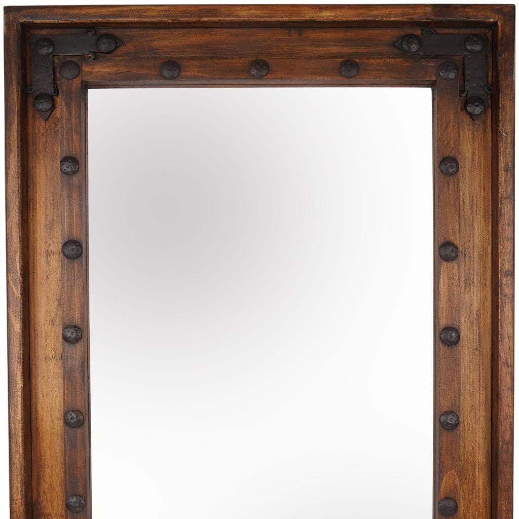 35" Brown Solid Wood Rustic Framed Accent Mirror - HomeRoots - Flyclothing LLC