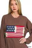 Zenana French Terry American Flag Pullover - Trendsi - Flyclothing LLC