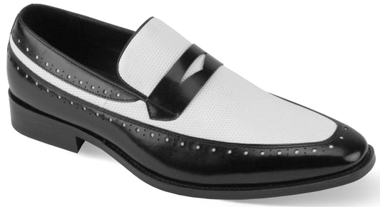 Giorgio Venturi Wingtip Moc-Toe Slip-on Shoe Black/White - Giorgio Venturi