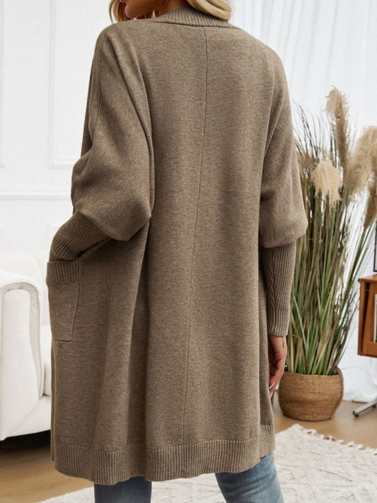 Devine Open Front Long Sleeve Cardigan - Trendsi