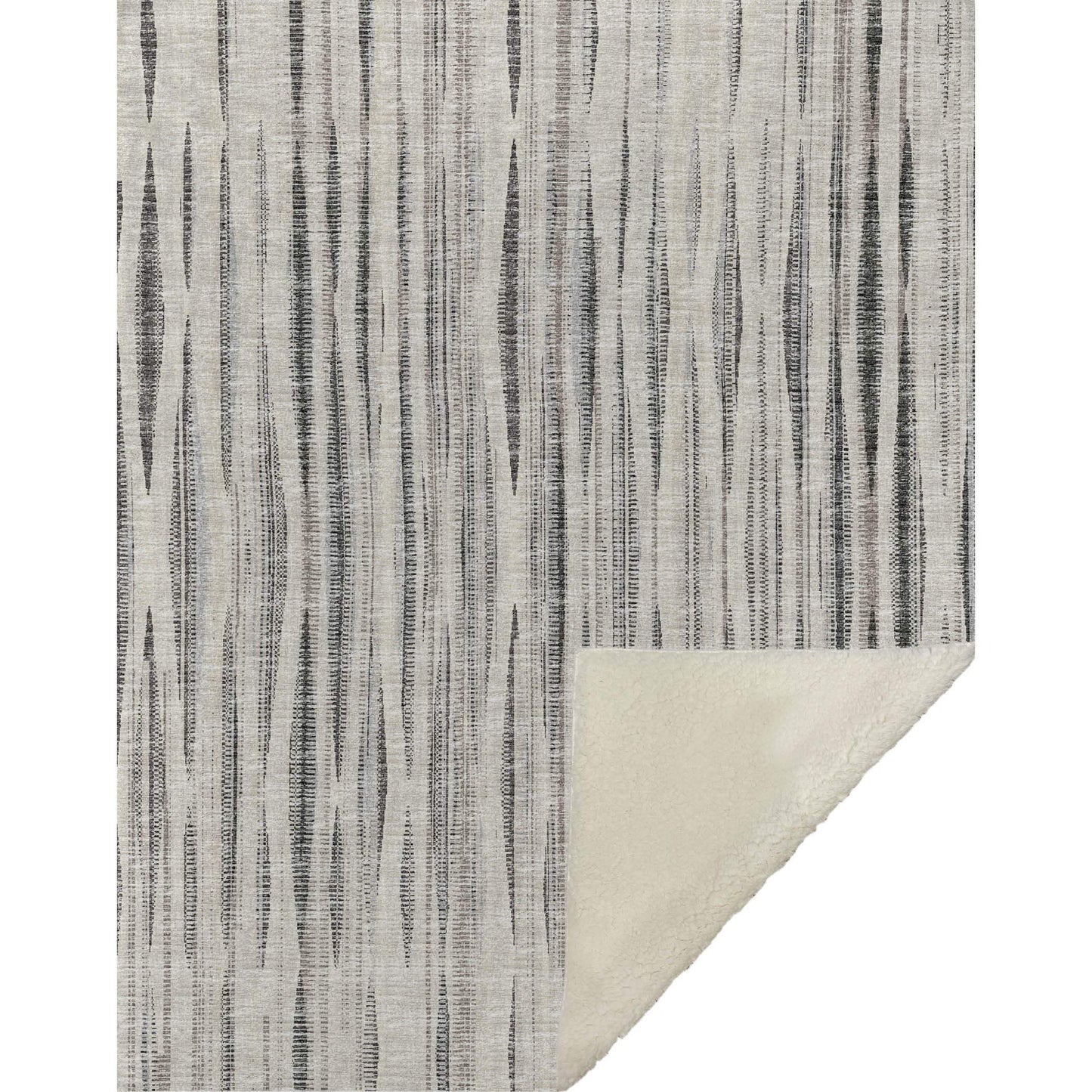 50" X 70" Beige And Charcoal Striped Microfiber Plush Throw Blanket - Homeroots - Flyclothing LLC