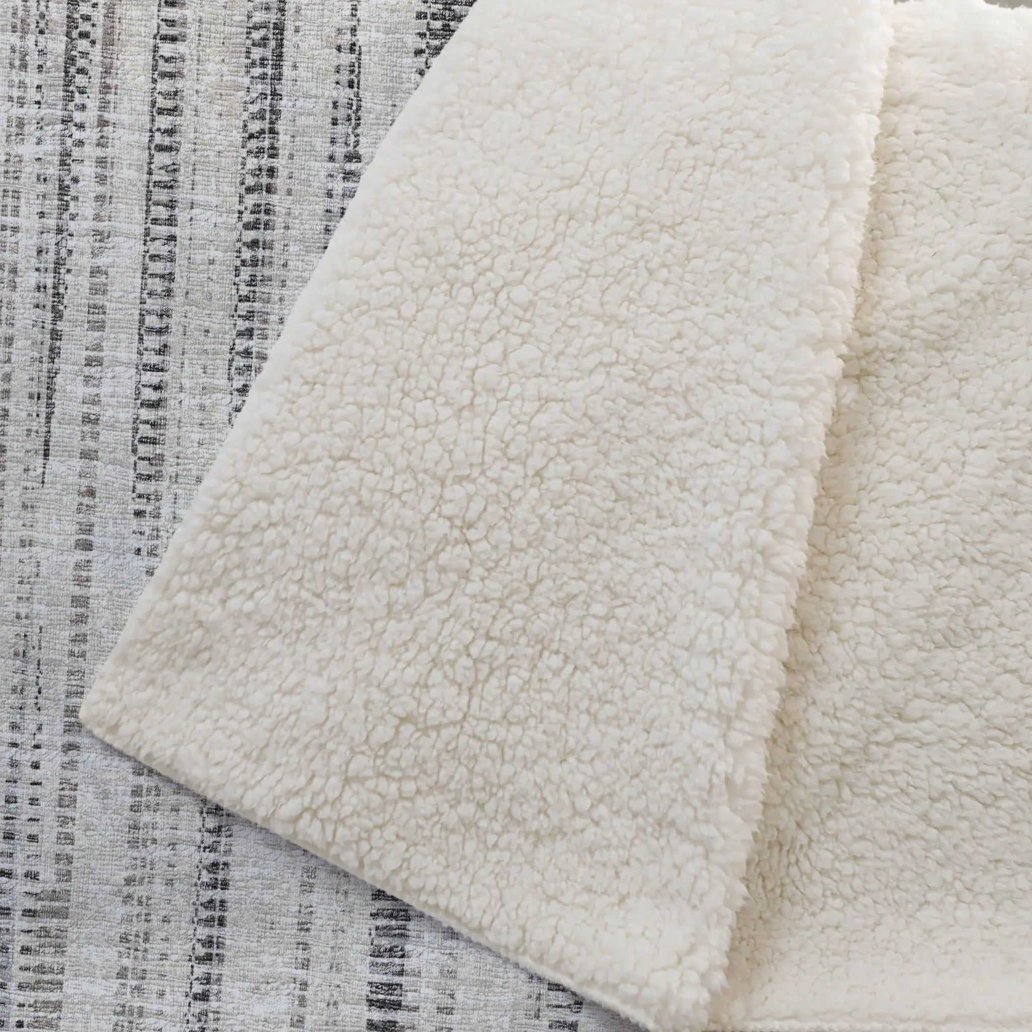 50" X 70" Beige And Charcoal Striped Microfiber Plush Throw Blanket - Homeroots - Flyclothing LLC