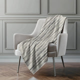 50" X 70" Beige And Charcoal Striped Microfiber Plush Throw Blanket - Homeroots - Flyclothing LLC