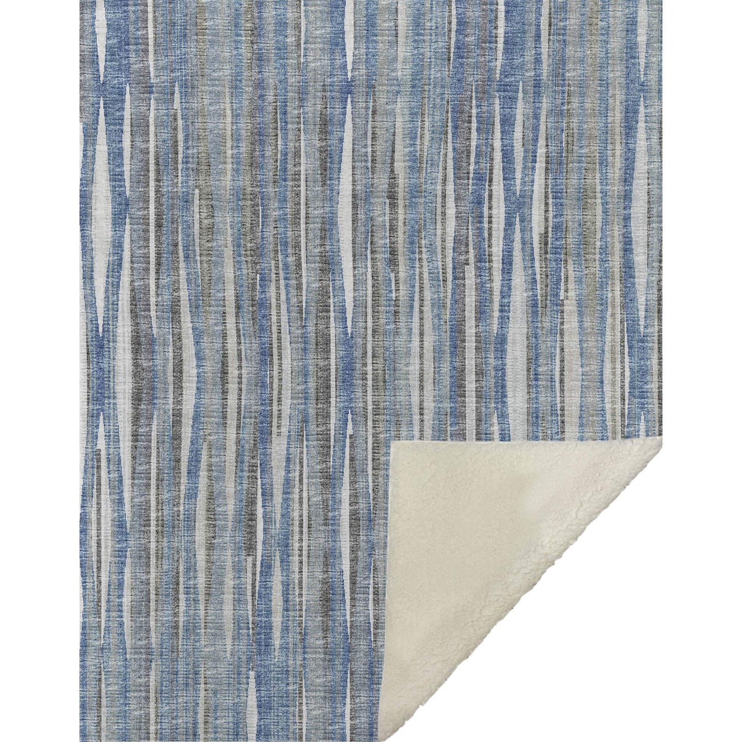 50" X 70" Blue And Beige Striped Microfiber Plush Throw Blanket - Homeroots - Flyclothing LLC