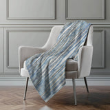 50" X 70" Blue And Beige Striped Microfiber Plush Throw Blanket - Homeroots - Flyclothing LLC