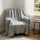 50" X 70" Blue And Beige Striped Microfiber Plush Throw Blanket - Homeroots - Flyclothing LLC