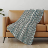 50" X 70" Ivory And Blue Striped Microfiber Plush Throw Blanket - Homeroots - Flyclothing LLC
