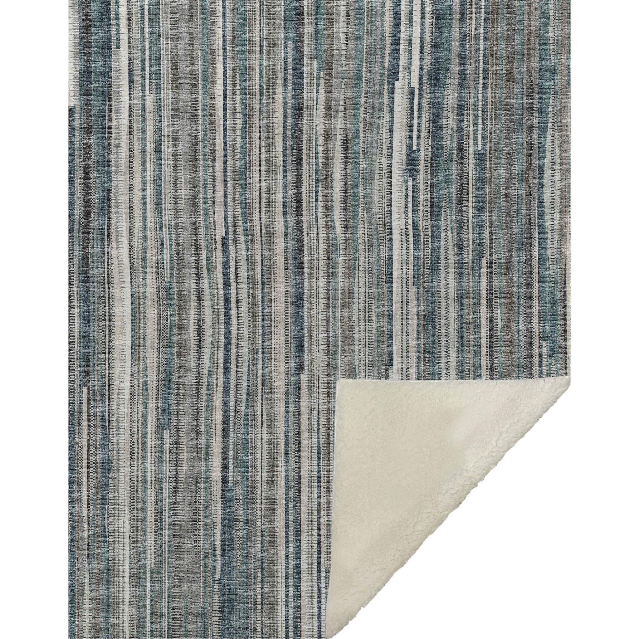 50" X 70" Ivory And Blue Striped Microfiber Plush Throw Blanket - Homeroots - Flyclothing LLC