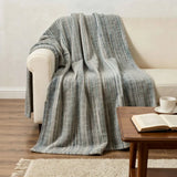 50" X 70" Ivory And Blue Striped Microfiber Plush Throw Blanket - Homeroots - Flyclothing LLC