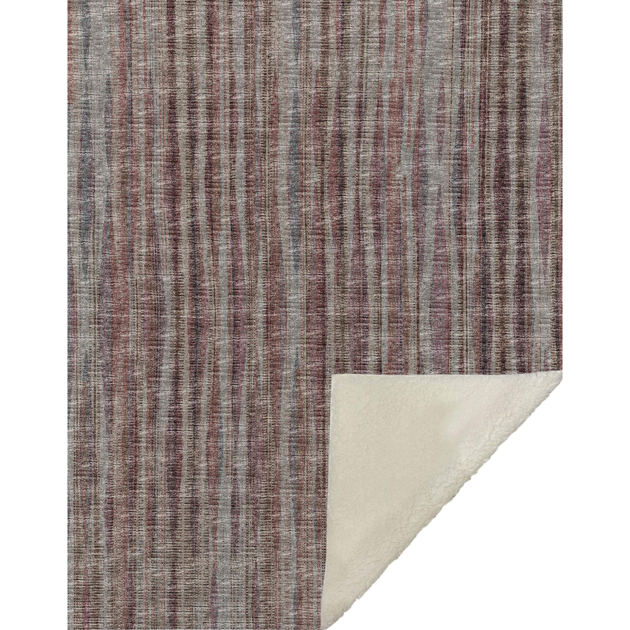 50" X 70" Burgundy And Beige Striped Microfiber Plush Throw Blanket - Homeroots - Flyclothing LLC