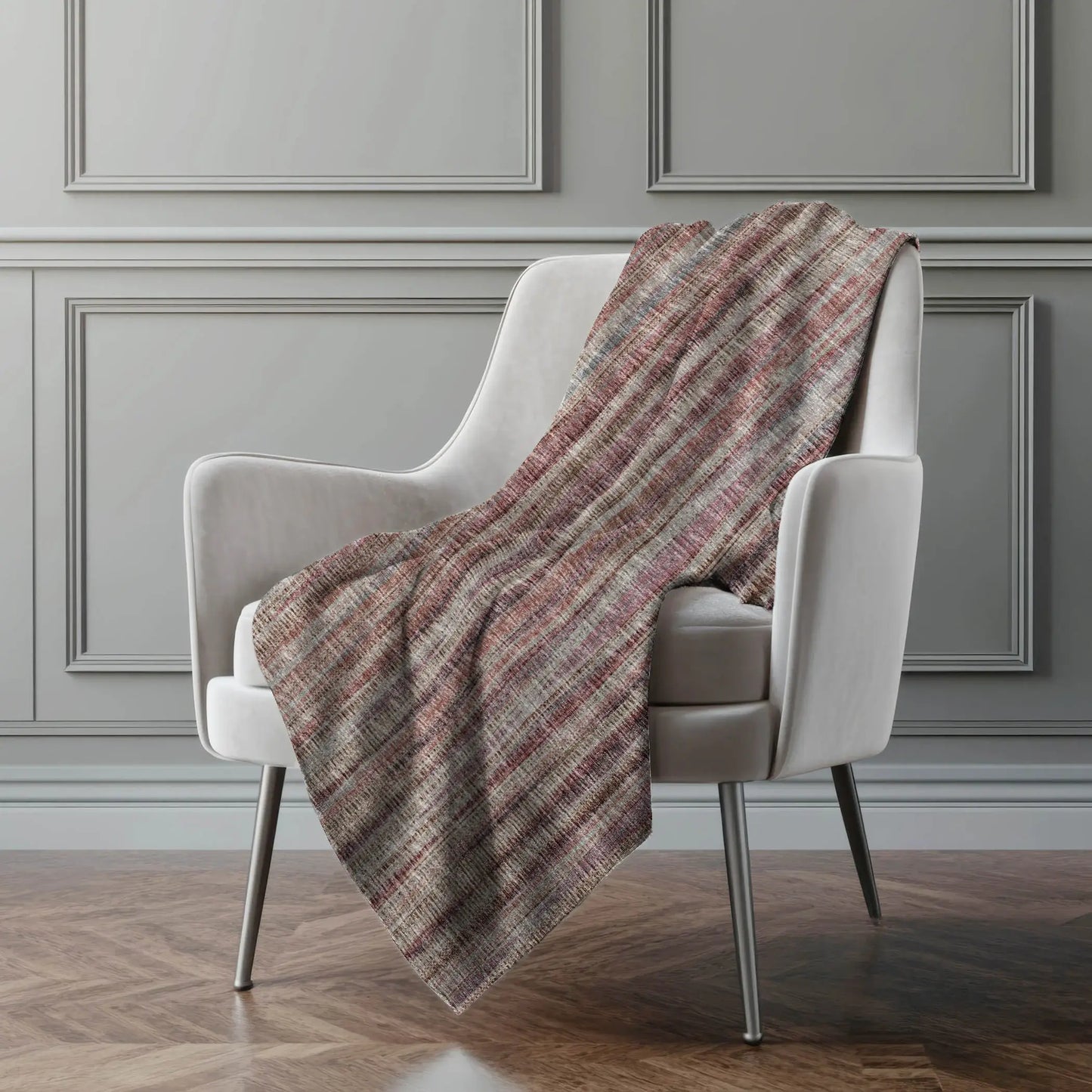 50" X 70" Burgundy And Beige Striped Microfiber Plush Throw Blanket - Homeroots - Flyclothing LLC