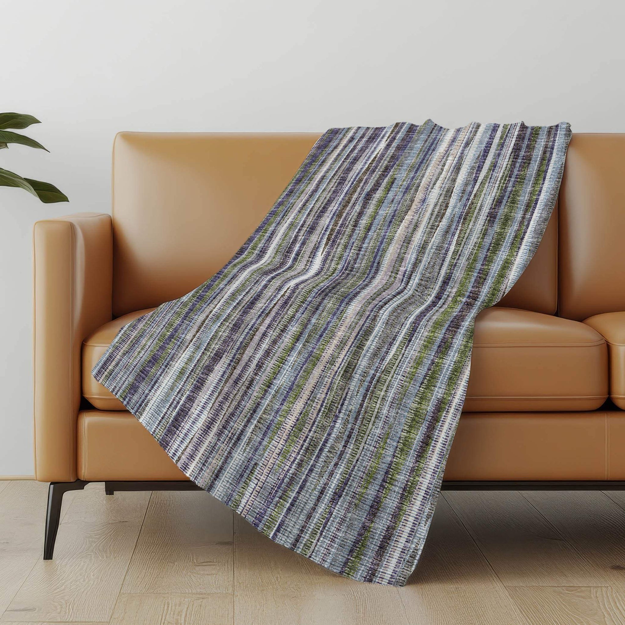 50" X 70" Plum And Ivory Striped Microfiber Plush Throw Blanket - Homeroots - Flyclothing LLC