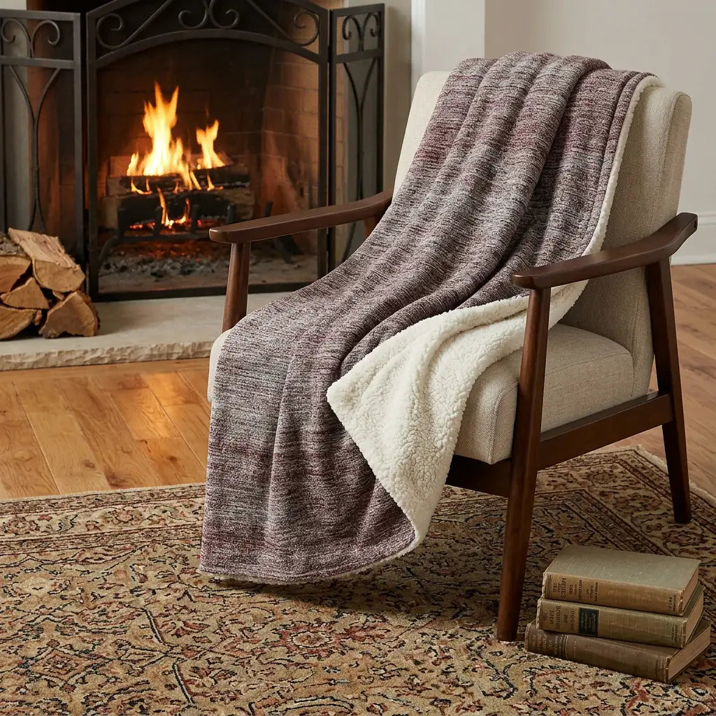 50" X 70" Burgundy And Beige Abstract Polyester Woven Plush Throw Blanket - Homeroots - Flyclothing LLC
