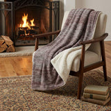 50" X 70" Burgundy And Beige Abstract Polyester Woven Plush Throw Blanket - HomeRoots - Flyclothing LLC