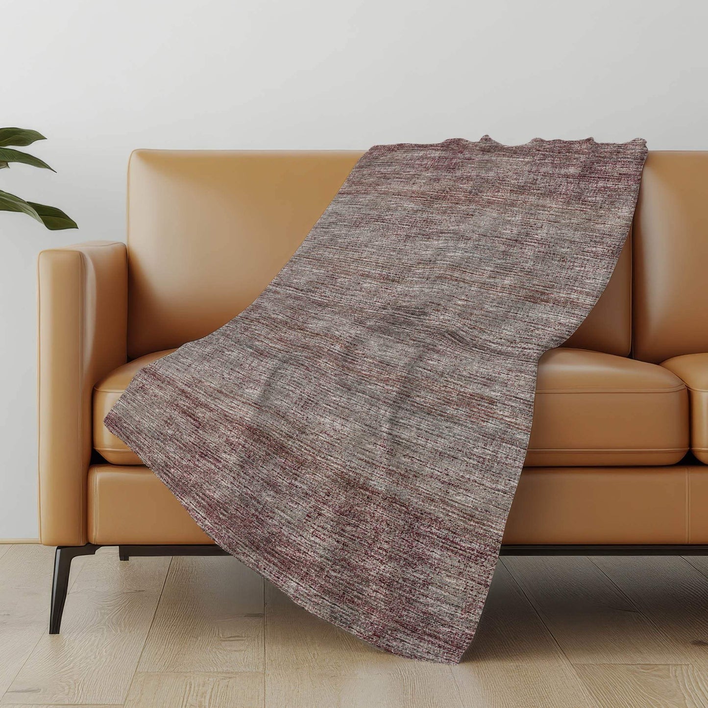 50" X 70" Burgundy And Beige Abstract Polyester Woven Plush Throw Blanket - HomeRoots - Flyclothing LLC