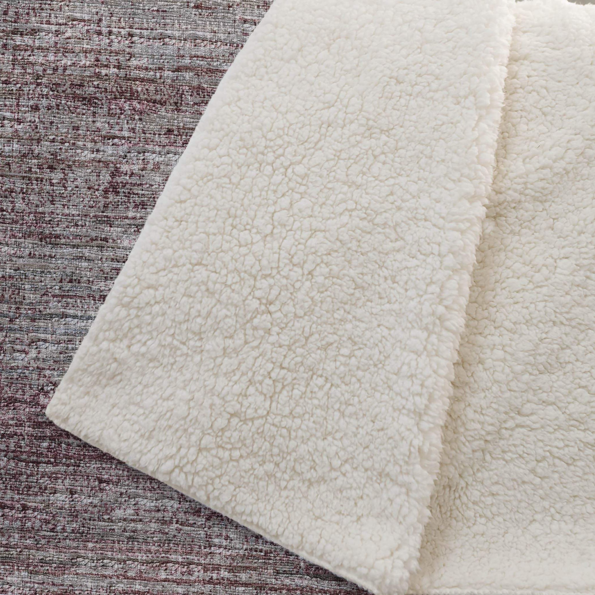 50" X 70" Burgundy And Beige Abstract Polyester Woven Plush Throw Blanket - HomeRoots - Flyclothing LLC