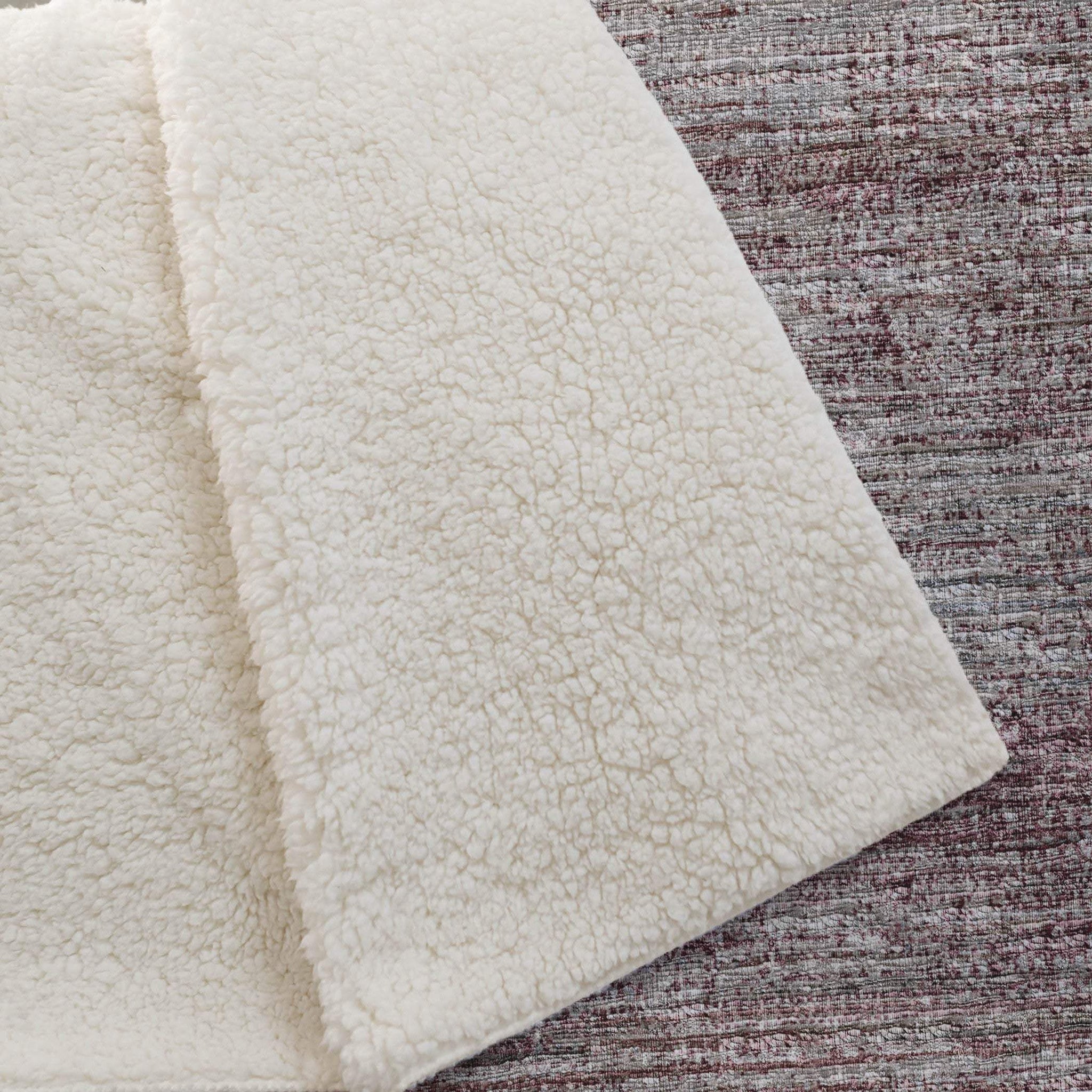 50" X 70" Burgundy And Beige Abstract Polyester Woven Plush Throw Blanket - HomeRoots - Flyclothing LLC