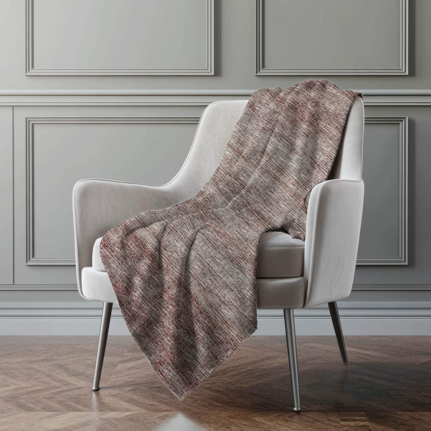 50" X 70" Burgundy And Beige Abstract Polyester Woven Plush Throw Blanket - HomeRoots - Flyclothing LLC