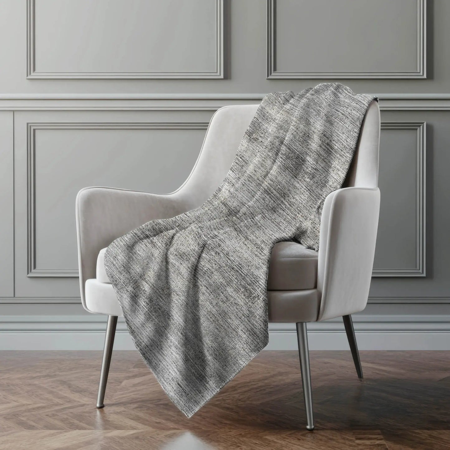 50" X 70" Silver And Gray Abstract Polyester Woven Plush Throw Blanket - Homeroots - Flyclothing LLC