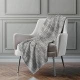 50" X 70" Silver And Gray Abstract Polyester Woven Plush Throw Blanket - Homeroots - Flyclothing LLC