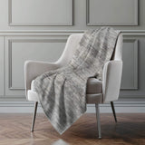 50" X 70" Silver And Gray Abstract Polyester Woven Plush Throw Blanket - HomeRoots - Flyclothing LLC